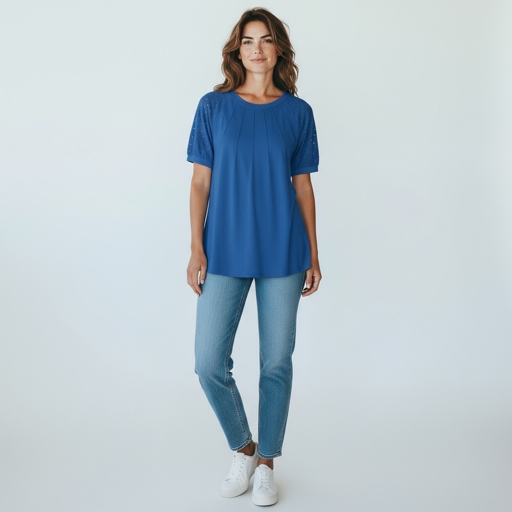 Zanzea Royal Blue Short Sleeve Top
